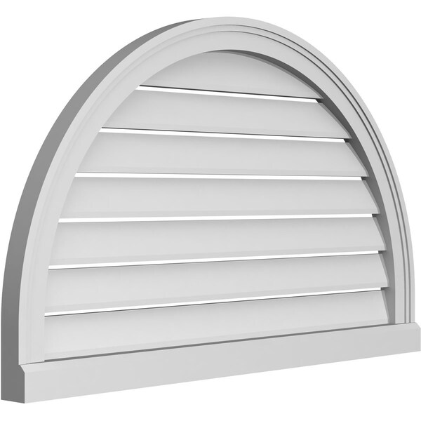 Round Top Surface Mount PVC Gable Vent: Functional, W/ 2W X 2P Brickmould Sill Frame, 36W X 22H
